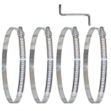 Duct Clamps Hose 10 Inch Clamp Fuel Hose Claps Worm Gear Hose Clamp Fuel Line Clamp Adjustable Air Stainless Steel For Plumbing 4 Pcs With Z Wrench