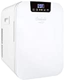 Cooluli 20L Mini Fridge For Bedroom - Car, Office Desk & College Dorm Room - Glass Front & Digital Temperature Control - 12v Small Refrigerator for Food, Drinks, Skincare, Beauty & Breast Milk (White)