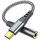 USB Type C to 3.5mm Female Headphone Jack Adapter,USB C to Aux Audio Dongle Cable Cord Compatible with Samsung Galaxy S22 S21 S20 Ultra Note 20 10 S10 S9 Plus,Pixel 4 3 2 XL,iPad Pro and More (Grey)