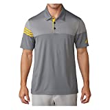 adidas Golf Men's Golf 3-Stripes Heather Block Polo Shirt, Vista Grey/EQT Yellow, Large