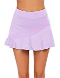 Ekouaer Women's Athletic Skirts Golf Skorts with Pockets Short Tennis Skirt for Running Sport Outfit,Large Light Purple
