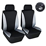 Elantrip Waterproof Front Car Seat Covers Set Universal Fit Bucket Seat Protector Airbag Compatible for Cars SUVs Trucks Vans, Gray and Black 2 PCS