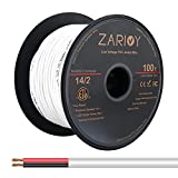 Zarivy 100 Feet 14 Gauge 2 Conductors Red Black Wire with Fire Resistant White Jacket, 14/2 AWG CL2 Rated Loud Speaker Cable Wire, 14 AWG Electrical Hookup Wire LED Strips Extension Cord Cable
