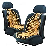 Zone Tech Set of 2 Premium Quality Double Strung Two Tone Wooden Beaded Ultra Comfort Massaging Car Seat Cushion