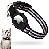 FEEYAR AirTag Cat Collar,Integrated Kitten Collar with Apple AirTag Holder, Reflective GPS Cat Collar with Bell[Black], Lightweight Tracker Cat Collars for Girl Boy Cats, Kittens and Puppies