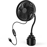 2022 Patent Design Car Fan, USB Powered 6" Electric Car Cooling Fan, Golf Cart Fan, 3 Speeds Strong Airflow, Adjustable Base, 360 Rotation Air Circulation Fan with Flexible Gooseneck for Car Van Truck SUV RV Sedan