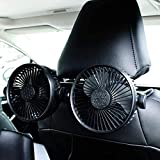 Car Fans,12V/24V Electric Cooling Fan for Backseat, Headrest 360 Degree Rotatable Dual Head Rear Seat Air Fan for Sedan SUV RV Boat