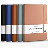 Hiukooka 5 Pack College Ruled Notebook, A5 Hardcover Lined Notebook, 188 Numbered Pages, 16 Perforated Pages, Thick Paper, Writing Journal for Office School Business, 5.75'' x 8.38'' - Multicolor