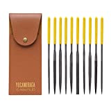 YOCAMIRAGA | 10pcs needle metal files set with synthetic leather case, small steel files with shaped round, half round, triangle, flat, square. Tool for wood, metal, plastic and jewelry precision work