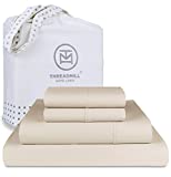 Luxury 800 Thread Count King 100% Cotton Sheets - Light Beige Sateen Weave Bed-Sheets, Better Than Egyptian Cotton,4 Pc Solid Soft Bedding Set, Fits 16" Deep Pocket by Threadmill
