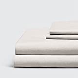 Everspread 100% Cotton Bed Sheets. Queen Size - Light Beige. 4 Piece Sheet Set. Soft Washed Percale. Natural Long Staple Cotton. Cool & Breathable Bedding Deep Pocket Fits Mattress up to 18 inches