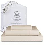 100% Certified Gold Seal Egyptian Cotton Twin-XL Sheets ,3 Piece Luxury Sateen Weave Light Beige Sheet Set, Solid Bedsheets with Elasticized Deep Pocket - by Threadmill