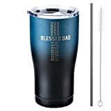 Dad Tumbler - Blessed Dad - Dad Gifts from Daughter Son Wife - 20 Oz Stainless Steel Coffee Travel Mug For Men - Christian Gifts for Men - Best Dad Ever Birthday Gifts for Men Husband