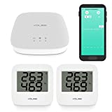 Smart Wireless Temperature / Humidity Sensor Wide Range (-22 to 158 degrees) for Freezer Fridge Monitoring Pet Cage/Tank Monitoring Smartphone Alerts, Works with Alexa IFTTT, 2 Pack - Hub Included