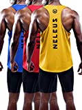 Neleus Men's 3 Pack Dry Fit Athletic Muscle Tank,5031,Blue,Red,Yellow,US M,EU L