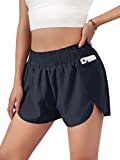 Blooming Jelly Womens Quick-Dry Running Shorts Sport Layer Elastic Waist Active Workout Shorts with Pockets 1.75" (XX-Large, Navy, xx_l)