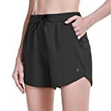 BALEAF Women's 4" Hiking Shorts Quick Dry Lightweight Running Workout Yoga Shorts w Pockets Black XXL