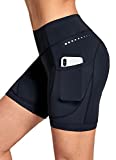 BALEAF Women's 5.1" Bike Shorts 4D Padded Pockets Bicycle Cycling Underwear Mountain Bike Liner Spin Gel UPF50+ Black XXL