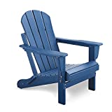 BACSWIHOM Folding Adirondack Chair Outdoor, Poly Lumber Weather Resistant Patio Chairs for Garden, Deck, Backyard, Lawn Furniture, Easy Maintenance & Classic Adirondack Chairs Design, Navy Blue