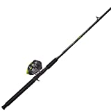 Zebco Big Cat Spincast Reel and Fishing Rod Combo, 7-Foot 2-Piece Fiberglass Fishing Pole with Extended EVA Handle, Size 80 Reel, Quickset Anti-Reverse Fishing Reel, Silver/Black