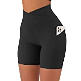 DOULAFASS Women Biker Shorts High Waist Butt Lifting 5 Workout Gym Shorts (05-Black, Medium)