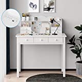 ADORNEVE Writing Desk with USB Port, Home Office Desk with Drawers and Hutch, 36.2" Study Table Computer Desk for Student/Adults, Computer Work Station with Storage Shelf, 7 Drawers, White