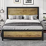 ADORNEVE Queen Size Bed Frame with Headboard, Rustic Bed Frame Platform Bed Frame with 13 Steel Slat Support & 9 Stable Leg /No Box Spring Needed/Easy Assembly, Rivet Headboard Footboard