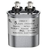 Dreyoo 5 uF 6% 5 MFD 370V/440V CBB65 Oval AC Run Motor Capacitor for Air Conditioners, Heat Pump, Furnaces Capacitor