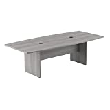 Bush Furniture Bush Business Furniture 96W x 42D Boat Shaped Conference Table with Wood Base in Platinum Gray