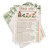 Printed Party Baby Shower Game, Guess Who Mommy or Daddy, Woodland, 50 Cards