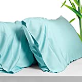Breathable Bamboo Pillowcases Standard Size Set of 2-Pack for Hot Sleepers and Night Sweats- Softness and Cooling Pillow Cases-Envelope Closure Blue -20 x 26 Inches