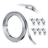 STEELSOFT DIY Hose Clamp System Kit, 9.8 FT Band + 6 Fasteners, 304 Stainless Steel Band Clamp Pipe Clamp Screw Clamp Metal Hose Clamp Large Adjustable for Ductwork, Pole Mount, Metal Strapping