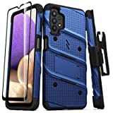 ZIZO Bolt Series for Galaxy A32 5G Case with Screen Protector Kickstand Holster Lanyard - Blue & Black