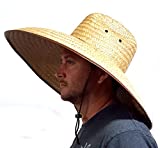 Double Weaved Hard Shell Shade Hat Large Fit Wide Brim Straw Hat Tan