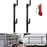 VEVOR Trailer Ladder Rack, Fit for Enclosed Trailer Exterior Side Wall, 2 Bars Adjustable Steel Side Mount Ladder Rack with 441 LBS Capacity, Carry 1 or 2 Ladders, Black