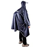 KRATARC Outdoor Rain Poncho Reflective Waterproof Raincoat Camping Hiking Cycling with Hood for Men Women Adult (Navy Blue)
