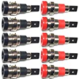 CESS Black and Red Banana Female Jack Socket - 4mm Banana Female Connector Panel/Chassis Mount Soldering Type (10 Pack)