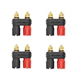 EIGHTNOO 4-Pack Dual 4mm Banana Plug Jack Socket Binding Post for Speaker Amplifier Terminal