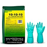 Southern Ag Fertilizer 10-10-10 - All-purpose Granular Fertilizer - organic fertilizer  Fertilizer for vegetable garden & Flowerbed Roses & Large Shrubs and Fruit Trees- Available with Premium Quality Centaurus AZ Gloves-5LB