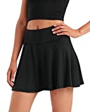 Stelle Women's High Waisted Tennis Skirts Golf Skorts with Inner Shorts for Athletic Running Workout Sports (Black, M)
