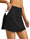 Tennis Skirt for Women with Zipper Pockets Women's Athletic Golf Skorts Skirts for Running Casual (Black, Medium)