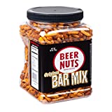 BEER NUTS Original Bar Mix - 26 oz Resealable Jar, Pretzels, Cheese Sticks, Sesame Sticks, Roasted Corn Nuts, and Original Peanuts