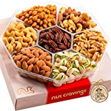 Nuts Gift Basket in Red Box (7 Assortments, 1 LB) Gourmet Bouquets Arrangement Platter, Birthday Care Package, Healthy Food Kosher Snack Tray for Adults Men Women, Prime