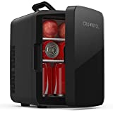 CROWNFUL Mini Fridge, 10 Liter/12 Can Portable Cooler and Warmer Personal Refrigerator for Skincare, Food, Beverage, Plugs for Home Outlet & 12V Car Charger Included, ETL Listed (Black)