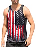 Goodstoworld American Flag Shirt Mens Tank Tops Junior Patriotic Shirts Tees Skate Street Tank Shirts Sports Outfit 3D Fourth of July Muscle Gym Undershirt, Black
