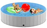 Heeyoo Foldable Dog Pool for Large Dogs, Portable Hard Plastic PVC Pet Bathing Tub, Outdoor Collapsible Swimming Pool for Pets Dogs and Cats, 63 x 12 Inches