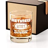 2021 Retirement Gifts for Men, Funny Retired 2021 Not My Problem Any More Whiskey Glass Gift, Happy Retirement Gifts for Office Coworkers, Boss, Dad, Husband, Brother, Friends