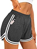 Womens Athletic Shorts with Pockets Dolphin Hem Shorts Women Elastic M