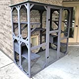 Aivituvin Catio Outdoor Cat Enclosure Large Walk in Cat Kennel Kitten Cage with Platforms and Small Houses