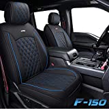 Aierxuan Car Seat Covers Full Set with Waterproof Leather, Automotive Vehicle Cushion Cover for Cars SUV Pick-up Truck Fit for 2009 to 2022 Ford F150 and 2017 to 2022 F250 F350 F450(Black and Blue)